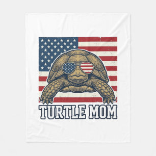Retro Patriottische Schildpad Moeder Shirt Ontwerp Fleece Deken
