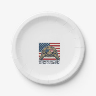 Retro Patriottische Schildpad Moeder Shirt Ontwerp Papieren Bordje