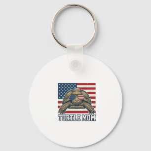 Retro Patriottische Schildpad Moeder Shirt Ontwerp Sleutelhanger