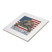 Retro Patriottische Schildpad Moeder Shirt Ontwerp Tegeltje (Zijkant)