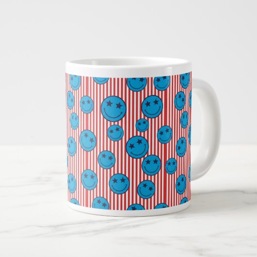 Retro Patriottische Smiley Face Grote Koffiekop (Voorkant rechts)