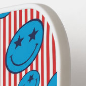 Retro Patriottische Smiley Face Pickleball Paddle (Links Detail)
