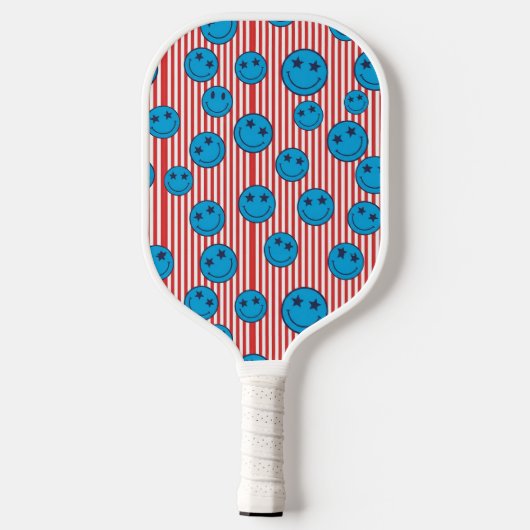 Retro Patriottische Smiley Face Pickleball Paddle (Achterkant)