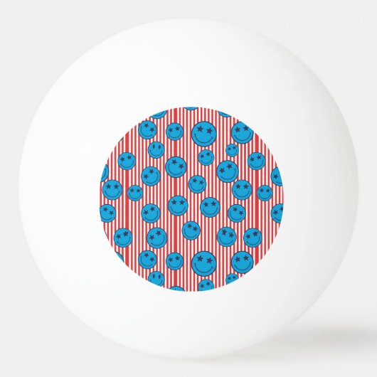 Retro Patriottische Smiley Face Pingpongbal (Voorkant)