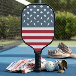 Retro Patriottische Sterren en Strepen Amerikaanse Pickleball Paddle