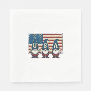 Retro Patriottische USA Kabouters Witte T-Shirt On Servet