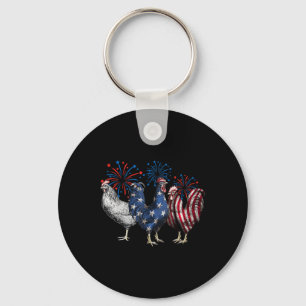 Retro Patriottische USA Kip USA Hen 4 juli Fu Sleutelhanger