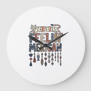 Retro Patriottische Volkskat Amerikaanse T-Shirt O Grote Klok