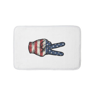 Retro Patriottische Vrede Hand Vector T-shirt Ontw Badmat