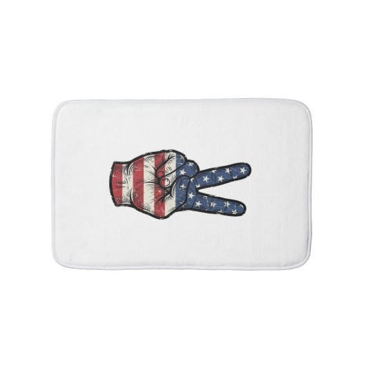 Retro Patriottische Vrede Hand Vector T-shirt Ontw Badmat (Voorkant)