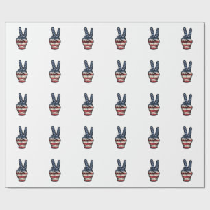Retro Patriottische Vrede Hand Vector T-shirt Ontw Cadeaupapier