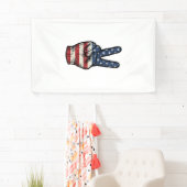 Retro Patriottische Vrede Hand Vector T-shirt Ontw Spandoek (Insitu)