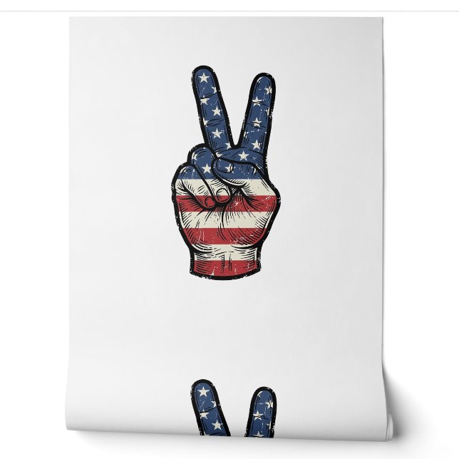 Retro Patriottische Vredeshand Vector T-shirt Ontw Behang (Afrollen)