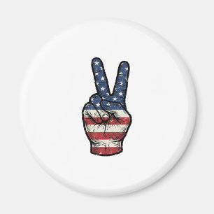Retro Patriottische Vredeshand Vector T-shirt Ontw Magneet