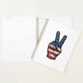 Retro Patriottische Vredeshand Vector T-shirt Ontw Planner (Display)