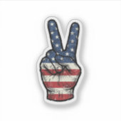 Retro Patriottische Vredeshand Vector T-shirt Ontw Sticker (Voorkant)