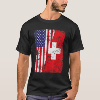 Retro Patriottische VS Amerikaanse vlag Zwitserlan T-shirt