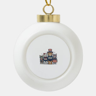 Retro Patriottische Zonnebloem Liefde Shirt Ontwer Keramische Bal Ornament