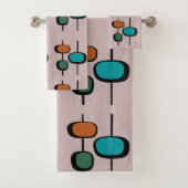  retro patroon 60s abstract kleurrijk roze bad handdoek (Insitu)