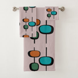 retro patroon 60s abstract kleurrijk roze bad handdoek