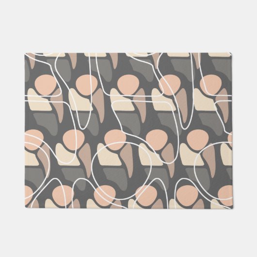 Retro Patroon Abstract Man Perzikkleurige grijs Deurmat (Voorkant)