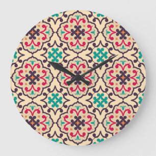 Retro patroon: behang, textielontwerp grote klok