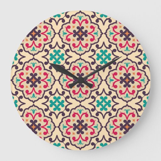 Retro patroon: behang, textielontwerp grote klok (Voorkant)