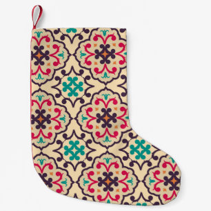 Retro patroon: behang, textielontwerp kleine kerstsok