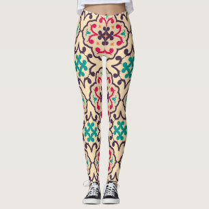 Retro patroon: behang, textielontwerp leggings