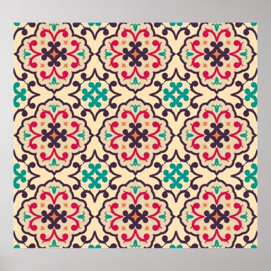 Retro patroon: behang, textielontwerp poster (Voorkant)