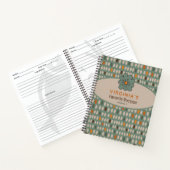 Retro Patroon Blauwgroen bloemenrecept Notitieboek (Binnen)