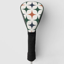 Retro patroon bosgroen marineblauw terracotta golfheadcover