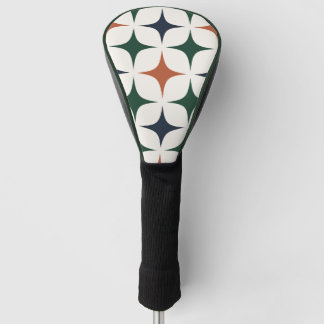 Retro patroon bosgroen marineblauw terracotta golfheadcover