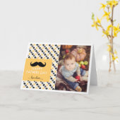 Retro Patroon | de Kaart van Vaderdag van de Snor (Gele Bloem)