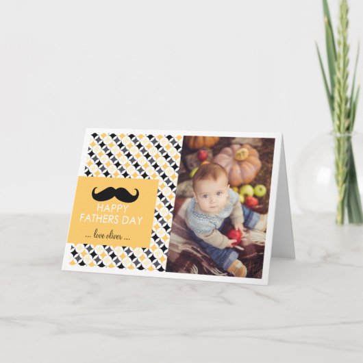 Retro Patroon | de Kaart van Vaderdag van de Snor (Voorkant)