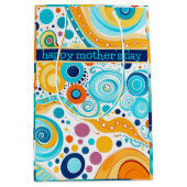 Retro Patroon Goudblauw Aqua Sinaasappel Paarse Medium Cadeauzakje (Voorkant)