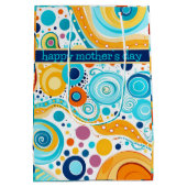 Retro Patroon Goudblauw Aqua Sinaasappel Paarse Medium Cadeauzakje (Achterkant)