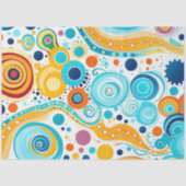 Retro Patroon Goudblauw Aqua Sinaasappel Paarse Tissuepapier (Voorkant)