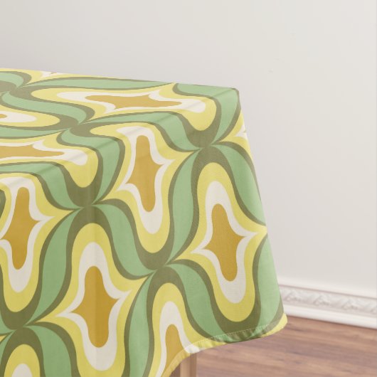 Retro patroon groen bruin wit tafelkleed (Voorbeeld)