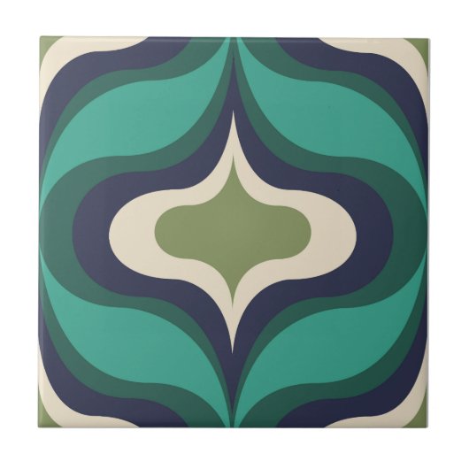 Retro Patroon Groen Tegeltje (Voorkant)