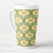 Retro patroon groen wit beige latte mok (Linkerhoek)
