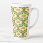 Retro patroon groen wit beige latte mok (Rechts)