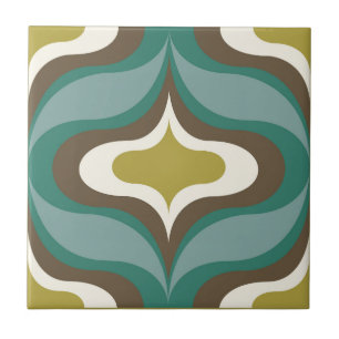 Retro patroon groene turquoise keramische tegel tegeltje