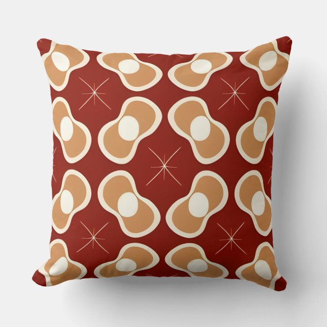 Retro patroon in aardetinten met abstracte element kussen (Voorkant)