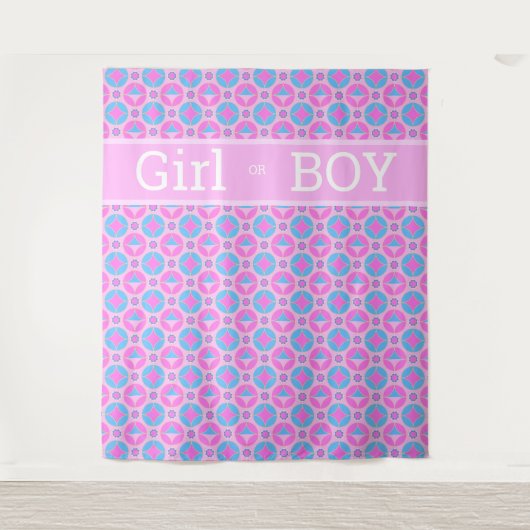 Retro patroon in roze & blauw - Meisje of Jongen Wandkleed (Voorkant)