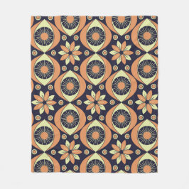  retro patroon in sinaasappel en geel fleece deken