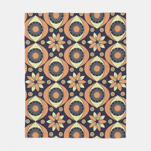 retro patroon in sinaasappel en geel fleece deken (Voorkant)