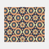 retro patroon in sinaasappel en geel fleece deken (Voorkant (Horizontaal))