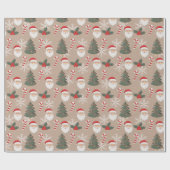 Retro-patroon kerstsymbolen cadeaupapier (Vlak)