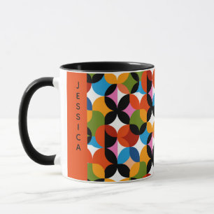 RETRO Patroon Kleurrijke Mid Century Modern Naam Mok